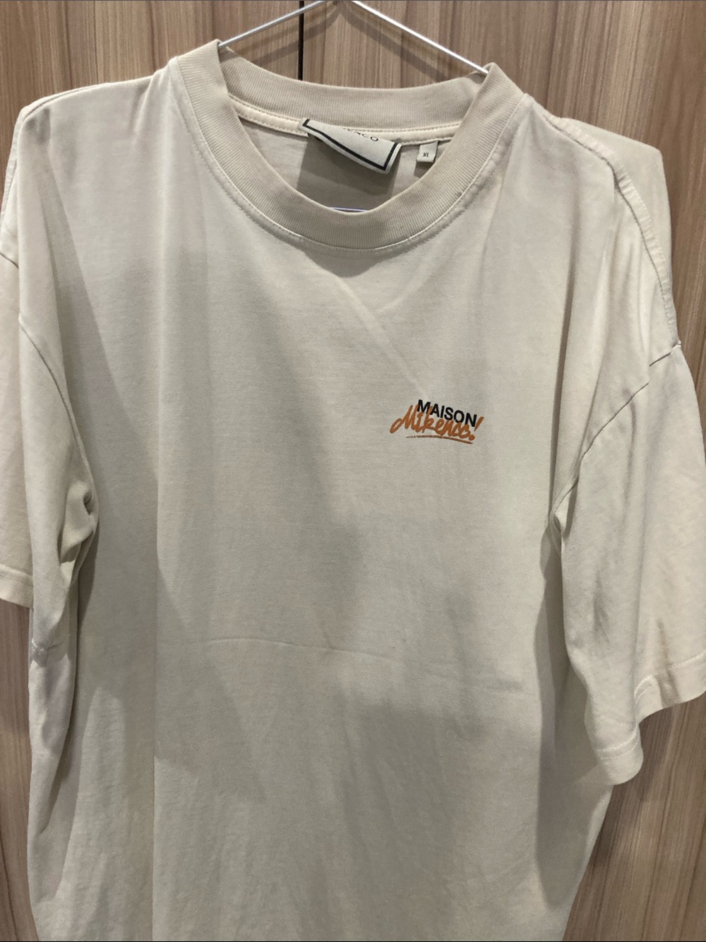 MAISON KITSUNE Cream Short-Sleeve T-Shirt with Orange Logo